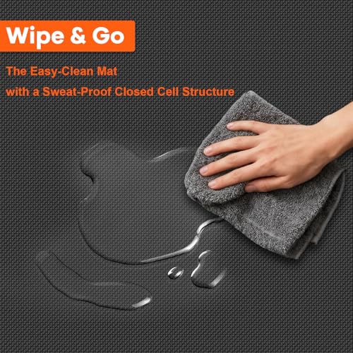 VTORY Extra Thick Large Exercise Mat, 6'x4'/7'x5'/8'x6'/10'x6'x8mm(1/3 inch) , Non-Slip, PVC, Ultra Durable, Heavy-Duty Mat, Shoes-Friendly, High-Density, Large Wide Yoga Mat, Workout Mat for Home Gym, Cardio, Strength, HIIT, MMA - size: 7'x5'x8mm High-De