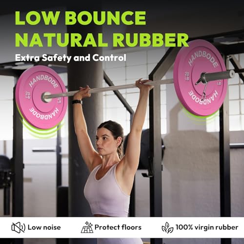 HANDBODE 2-Inch Weight Plates High Bounce, Olympic Bumper Plate Set 45/100/160/190/260/300lb, Colored Weight Plates Set for Home Gym, Barbell Weights Rubber Strength Training Plate for Weight Lifting - size: 140 lb Set (Pair of 10, 25, 35 lb), style: Stan