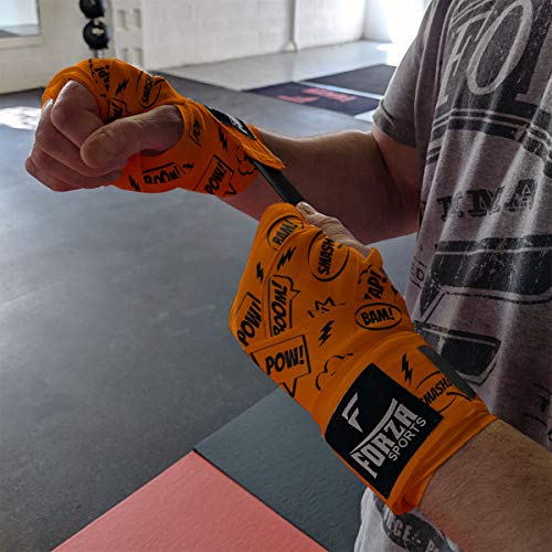 Forza Sports 180" Mexican Style Boxing and MMA Handwraps - color: Comic Book Orange
