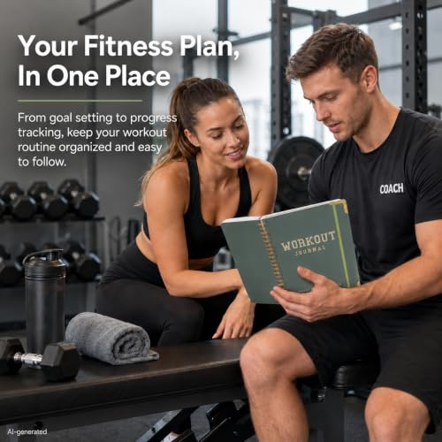 Workout Journal Fitness Tracker Planner for Men & Women, Exercise Log Book to Track Gym & Home Training, Goals, Sets, Reps & Progress, 142 Pages, A5 5.7" x 8.2" Portable Hardcover with Metal Corners, Green - color: Green