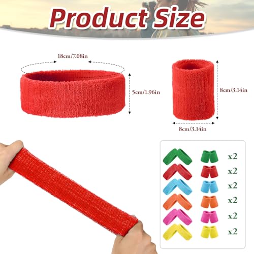 36 Pcs Wrist Sweatband Set Sports Headband Wristband Set for Men Women Party Sports Cotton Headbands Athletic Sweat Bands for Tennis Football Gym Workingout Accessories - color: Colorful