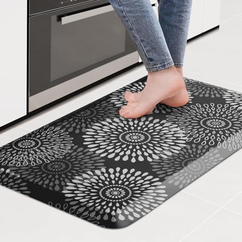 LuxStep Kitchen Mat Waterproof Kitchen Rugs for Floor Cushioned Anti-Fatigue Mat Non-Slip Standing Desk Mat Comfort Floor Mats for House Sink Office 17.3" x 28" Black - color: Black, size: 28"L x 17.3"W x 0.5"Th