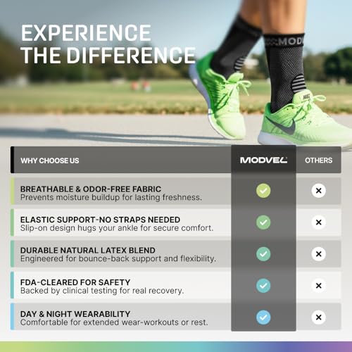 Modvel Foot & Ankle Brace Socks for Sprained Ankle Compression Sleeve - Foot Support for Women & Men - Tendonitis & Arthritis Ankle Brace Sports Running, Torn Ligaments & Women Stabilizing Ankle Wrap - color: A Black, size: X-Large