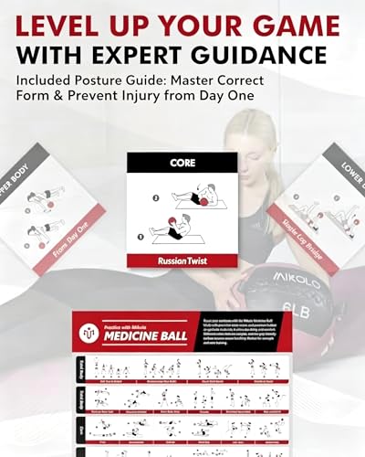 Mikolo Medicine Ball, Wall Ball,Soft Medicine Ball Set,Slam Ball for Core Training, Strength Workouts -Multi-Weight 10lbs 20lbs Exercise Balls for Home Gym, Functional Fitness (10/15/20/25LB) - style: 15lbs