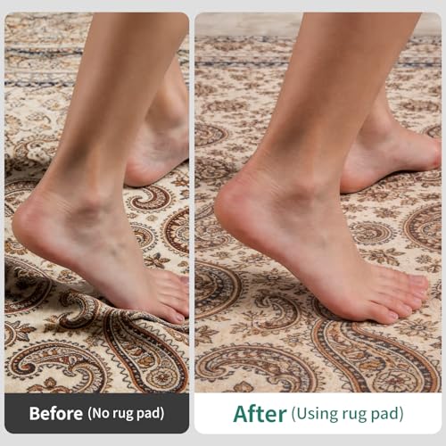 Non Slip Rug Pad Gripper 2 x 8 Feet Extra Thick Carpet Pads, Anti Carpet Rug Mats for Area Rugs and Hardwood Floors, Keep Area Rugs Safe and in Place - size: 2' x 8'
