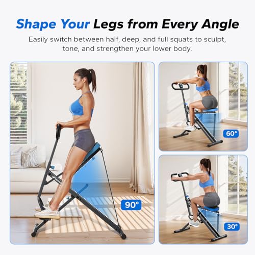 Squat Machine, MERACH R07 2 in 1 Squat Rowing Machine, Easy Setup & Foldable Exercise Equipment, Glute Trainer Machine, Glutes & Leg Home Workout Machine - color: Grey