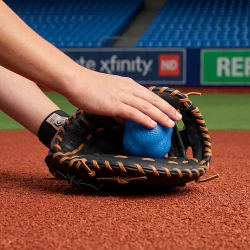 Pancake Glove Baseball Youth & Flat Gloves Softball Trainer with Agility Reaction Ball - Infield Mitt to Build Soft Hands (Ages 6-12, Right-Hand Throw) - color: black