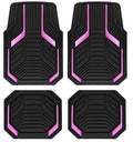 PIC AUTO Heavy Duty Rubber Floor Mats, Pink Aluminum Film Car Mats Set, Front and Rear Car Mats with Anti-Slip Backing, All Weather Protection, Trim-to-Fit for Automotive SUV, Sedan, Van - color: Pink