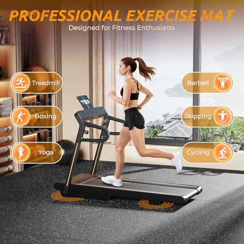 PRAISUN 0.6" Thicker Rubber Top Gym Flooring for Home Gym, 24 Pcs 96 Sq Ft Workout Mats, Exercise Mat, Interlocking Rubber Floor Mats with High Density EVA Foam for Garage, 24 x 24in, Black/Grey - size: 24 Tiles (96 Sq Ft)