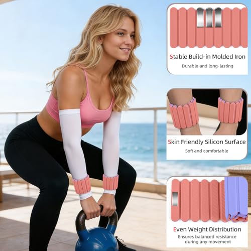 Abahub Adjustable Wrist & Ankle Weights 2Pack, Wearable Silicone Weighted Bracelet for Women, Arm Leg Weights for Home Gym Workout, Jogging, Yoga & Pilates - color: Magnetic Pink Purple, size: 2.2LB Pair (1.1LB Each)