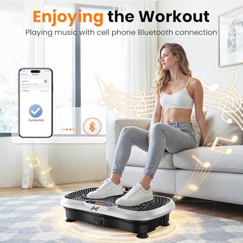 AXV Vibration Plate Fitness Platform Exercise Machine Vibrating Shaking Full Body Shaker Workout Vibrate Stand Shake Board Sport for Weight Loss Fat Burner for Gym Home Office - color: BT.PRO.WHITE