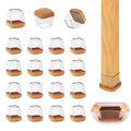 16-Pcs Square Silicone Chair Leg Floor Protectors, Thick & Durable | Protect Hardwood Floors from Scratches & Noise, Fit Dining Table & Bar Stool Legs (Fits 3/5" to 7/10") - size: S - 16 Pcs - Clear
