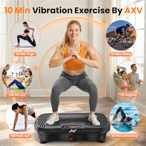 AXV Vibration Plate Fitness Platform Exercise Machine Vibrating Shaking Full Body Shaker Workout Vibrate Stand Shake Board Sport for Weight Loss Fat Burner for Gym Home Office - color: BT.PRO.BLACK