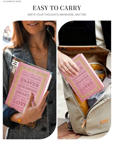 JOHSBYD Pink Journal for Women - A5 Lined Hardcover Notebook and Diary for Teen Girls, 200 Pages 100GSM Bleedproof Paper, Inspirational Back to School College Supplies(Pink) - color: Pink