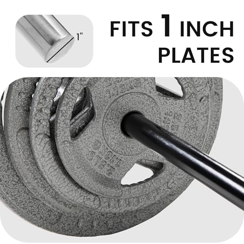 Fitvids 7ft Olympic Barbell, Barbell for Weightlifting and Powerlifting, 300 Pound Capacity, Black