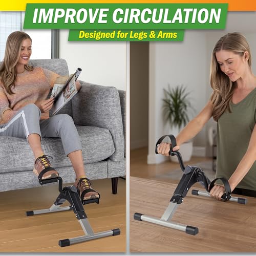 Under Desk Exercise Bike Pedal Exerciser – Mini Stationary Cycle with Adjustable Resistance, Calorie Tracker & Foldable Design – Compact Pedal Machine for Home, Office, or Physical Therapy by Wakeman - style: Calorie Tracker