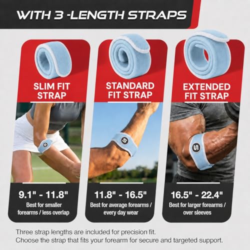 Sleeve Stars Tennis Elbow Brace for Men & Women, Elbow Brace for Tendonitis, Tennis Elbow Strap, Golfers Elbow Brace, Elbow Support Wrap for Tennis Elbow Relief, Fits 9"-23" (Single/Light Blue) - color: Light Blue
