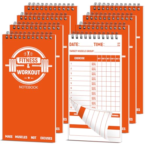 gisgfim 8 Pack Fitness & Workout Notebook Bulk Workout Log Fitness Journal for Men Women Exercise & Weight Training Notebook Planner Fitness Tracker Log for Bodybuilding 4 x 8 Inch 140 Pages/Pad