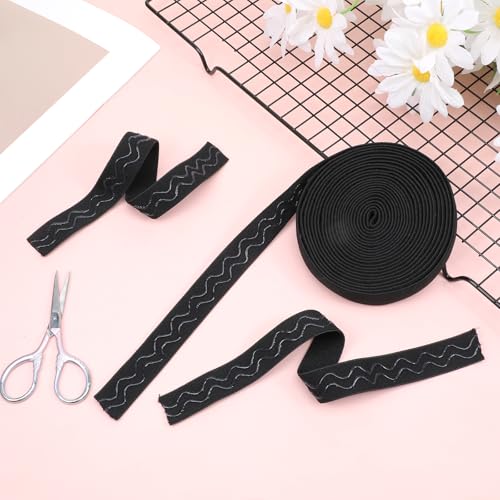 5 Yard Silicone Gripper Elastic Band Non-Slip Sewing Elastic Band Ribbon Wave Silicone Elastics Gripper Bands Tape Elastics Straps Belt Waistband for Clothing Garment Sewing Wig Making Accessorie 20mm