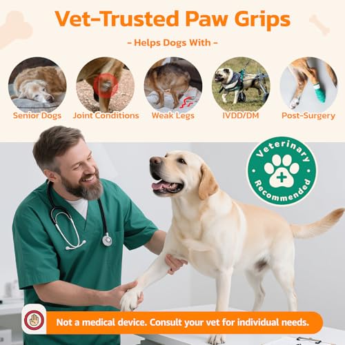 Anti Slip Dog Paw Protector Pads for Senior Dogs, Paw Pads for Dogs Traction, Disposable Self Adhesive Paw Grips for Old Dog on Slippery Hardwood Floor, Black 12 Sets (48pcs) XXXL(80+lbs) - size: XXXL(80+lbs)