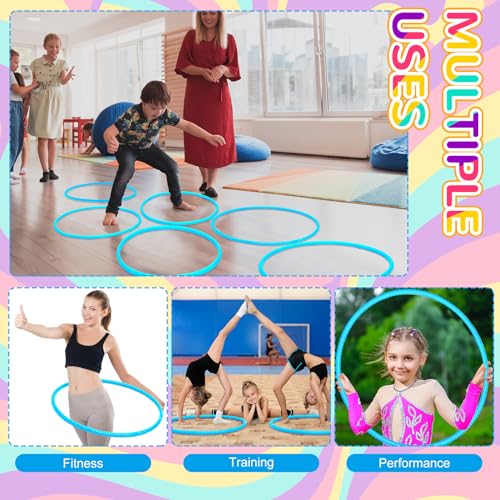 Shappy 6 Pcs Exercise Hoop Detachable Adjustable Plastic Toy Playground Toys Colored Hoop Circles for Teens Games Gymnastics Dog Agility Equipment Party Decor - color: Macaron Blue, size: 20 Inch