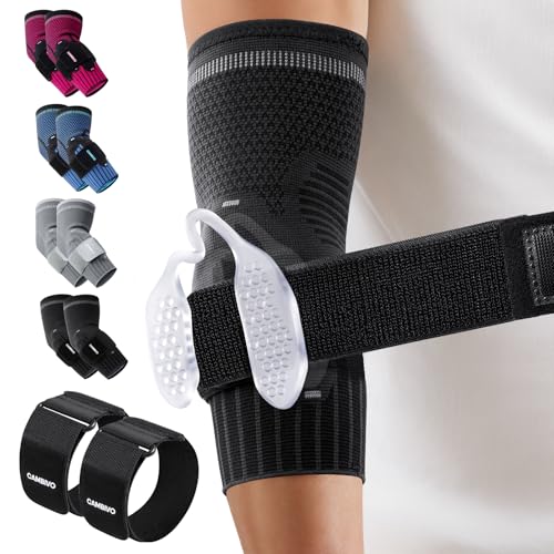 CAMBIVO 2 Pack Tennis Elbow Brace, Dual Gel Pad Compression Sleeve, Black | Adjustable Strap, Targeted Relief for Tendonitis, Golfer‘s Elbow, Breathable Knit, Daily Wear, Non-Slip Fit, for Men Women - color: Black, size: Large
