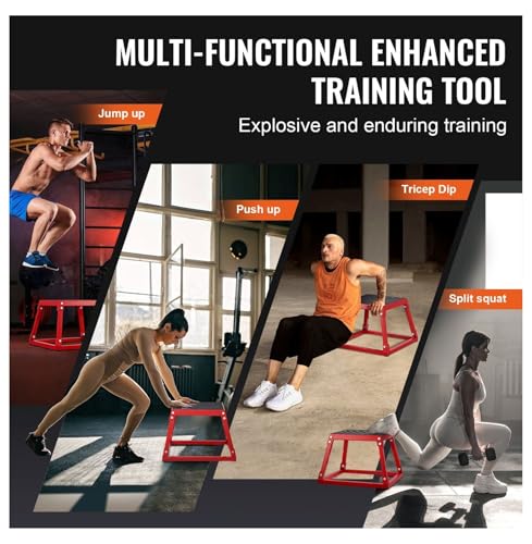 Plyometric Jump Box 12 Inch - Steel Plyometric Box for Fitness, Agility Training - Home Gym Exercise Step Platform - Strength & Conditioning - Red