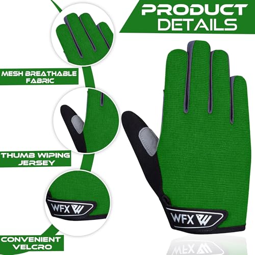 WFX Cycling Gloves Toddler Mountain Bike Handlebar Grips Gel Padding Full Finger Baseball Glove Workout Football Gloves Youth Boys 6-12 Kids Gardening Gloves MTB Gloves - color: Green, size: S (6-8) Years Kid