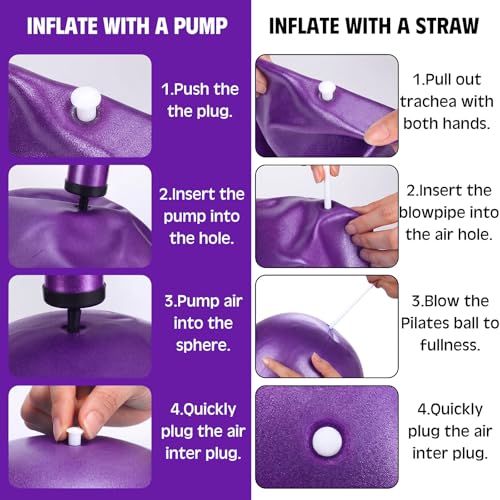 2 Pcs Connection Ball with Pump 9 Inch Pilates Baseball Softball Batting Trainer Improve Arm Action Hitting & Pitching Efficiency Connection Ball for Baseball - color: Purple