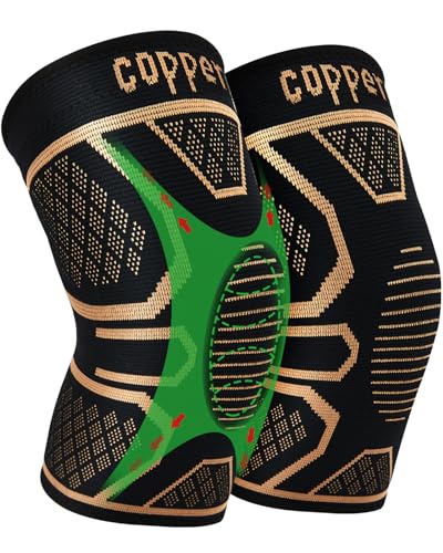 Copper Knee Braces for Knee Pain 2 pack, Knee Compression Sleeve Support for Men and Women, Medical Grade Knee Brace for Working Out Running Arthritis Sports Meniscus Tear Joint Pain Relief L - size: Large