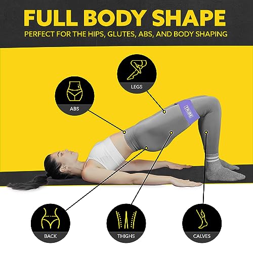 Tribe Lifting Fabric Resistance Bands for Working Out - 5 Exercise Bands Set for Legs and Glutes - Booty Bands for Women and Men - Thick Cloth Workout Bands for Physical Therapy, Hip Training - color: Purple