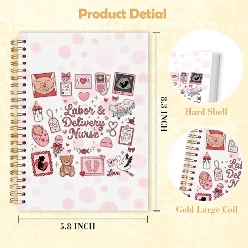 Labor and Delivery Nurse Gifts Spiral Notebook 5.5x8.3 in, NICU Nurse Gifts, Retro Boho Nursing Hardcover Notebook Journal for Women - color: Labor and Delivery Nurse Gifts