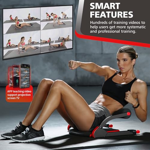 Wonder Core Smart, Ab Machine, Ab Workout Equipment, Sit Up Machine & Exercise Equipment, Ab Crunch Machine for Stomach Workout, Ab Core Trainer Abdominal Machine for Home Gym - color: Red