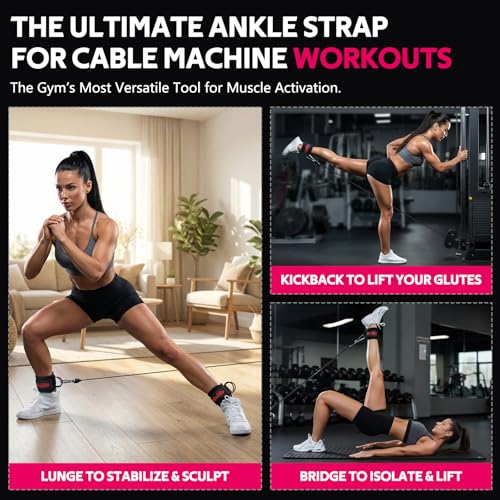 WALITO Gym Ankle Straps for Cable Machines Women & Men - Glute Kickback Ankle Cuff, Adjustable Cable Machine Accessories for Leg Extensions, Hip Abductors & Lower Body Workouts - color: 1Pair-Black