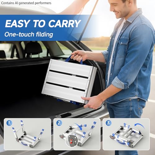 Loyoda Folding Step Stool for Adults, Portable Aluminum Work Platform 440lb | 12"-15.7" Adjustable Height, 12" x 16.5" Wide Platform for Garage, Painting, Reach High Shelves, Gardening, Car Wash - size: Regular