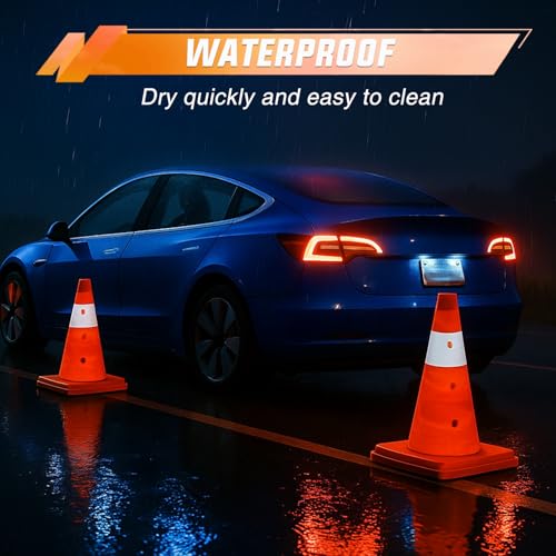 Nilight 12 Inch Collapsible Traffic Safety Cones 4 Pack - Bright Orange Parking Cones with Reflective Collars for Roadside Emergency, Parking, Driving Practice - size: 12 Inch