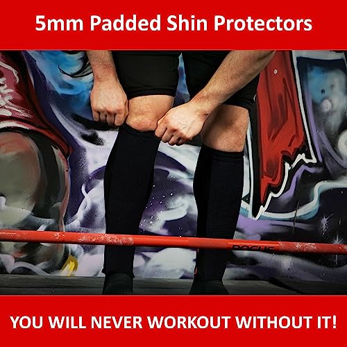 Bear Grips Deadlift Shin Guards - Breathable Gym Equipment Rope Climbing Shin Guard for Men and Women - Injury Prevention Calf Support Shin Guard Sleeves for Ultimate Shin Protection - color: Stealth Black, size: Large