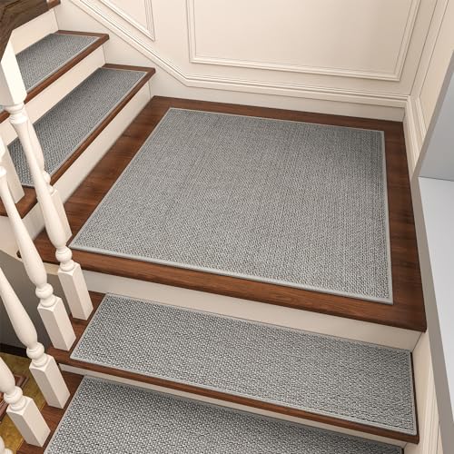 PADOOR Non Slip Stair-Treads Matching-Mat for Wooden Steps, Square Rubber Backing Non Slip Stair Landing Mat 30x30 inch - size: 30''x30'', style: Grey