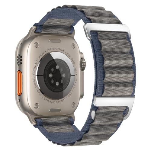Alpine Loop Compatible with Apple Watch 3 Band 49mm 46mm 45mm 44mm 42mm 41mm 40mm 38mm Men Women, Nylon Sport Loop for Apple Watch Ultra 2/1 iWatch Series 11 10 9 8 7 6 5 4 3 2 1 SE - color: Gray Blue