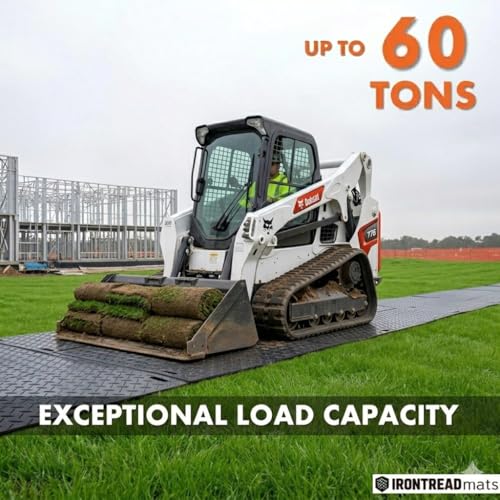 Ground Protection Mat 4’ x 8’ – ½” Thick - Recyclable HDPE Diamond Tread Pattern - Non-Slip Reusable Waterproof - Driveway & Construction Mats for Equipment & Landscaping – 5 Pcs Pack - size: 4' x 8' - 1/2"