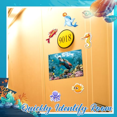 Kanayu 6 Pcs Sea Animals Cruise Door Decorations Magnetic Large Ship Decorations Magnets Anchor Cruise Decor Car Fridge Magnet Decal for Carnival Stateroom Door - style: Sea World