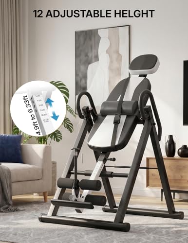 YOLEO Gravity Inversion Table for Back Pain Relief 2026 New Inversion Table w/Lumbar Support Easy to Assemble Back Stretcher Machine 300 lbs - color: Black
