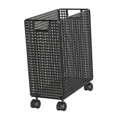SM SunniMix Yoga Mat Storage Rack with Wheels, Iron Rolling Cart for Home Gym Fitness Equipment, 13.78 x 7.87 x 15.75 in, Black