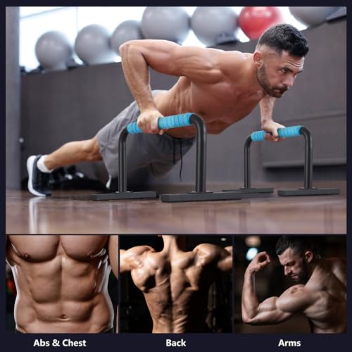 Strength Training Parallettes Push Up Bars, Pushup Handles Calisthenics Equipment for Home Workout, Anti-slip Gymnastics Bars, Handstand & Dip Bar for Outdoor Exercise - color: Black