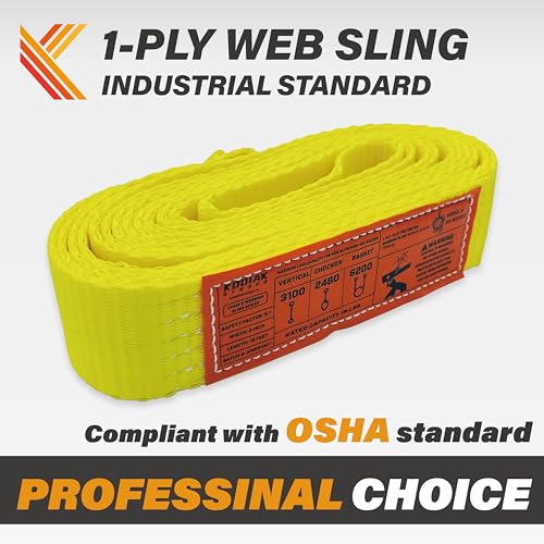 1-Ply Lifting Sling Straps 2”x 10ft - 3100lbs Vertical Capacity Heavy Duty Flat Eye Lift Sling, for Rigging Moving Towing Hoisting -2Pack - Kodiak Straps - color: 2 PACK, size: 2inch x 10ft