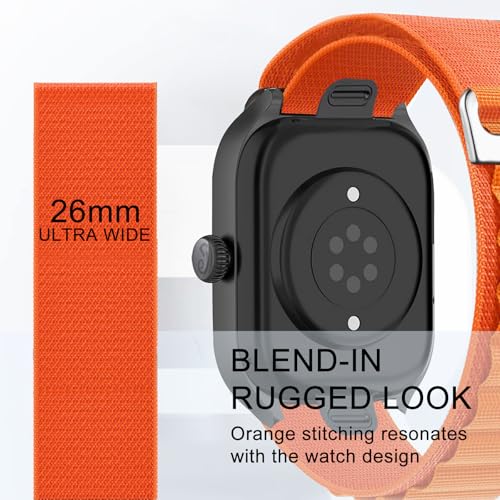Alpine Loop Nylon Band - Compatible with Apple Watch Ultra 2/Ultra Bands 49mm 45mm 44mm for Men Women, Adjustable with Metal C Hook Strap for iWatch Ultra 2 iWatch Ultra Series 10 46mm SE/9/8/7/6/5 - color: Alpine/Orange Titanium
