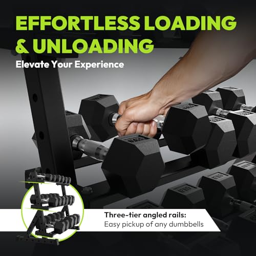 3-Tier Dumbbell & Kettlebell Rack Stand Only, 1000LB Capacity | Heavy Duty Weight Stand for Dumbbells, Space-Saving Metal Storage Organizer, Sturdy Dumbbell Holder for Home Gym