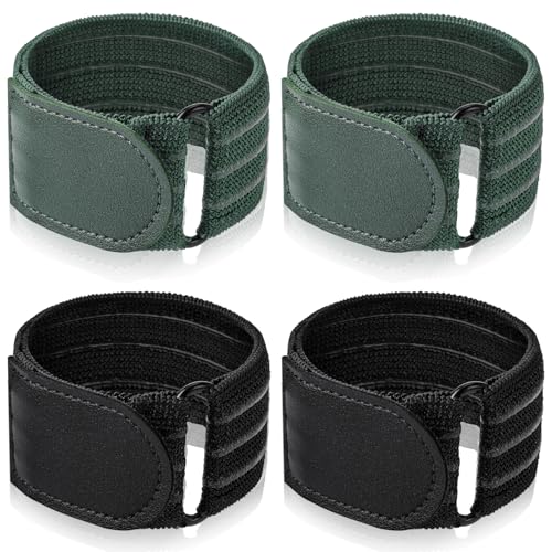 Elastic Ankle Straps Cycling Pant Leg Straps Adjustable Safety Band Boot Blousers for Climbing Fishing Outdoor Sport - color: Black and Army Green