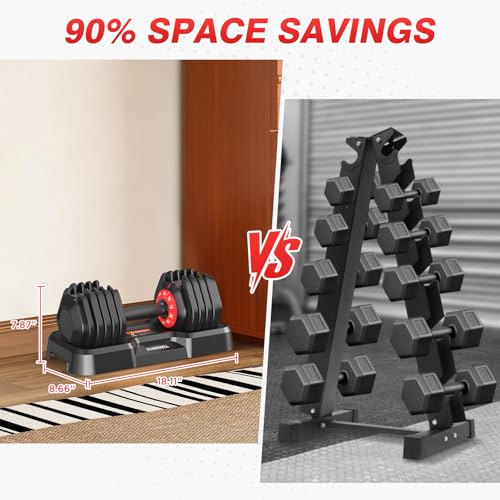 Adjustable Dumbbells Set All in One Free Weights Set for Home Gym | 25/26.5/52.5/55/85lbs Weights Dumbbells Set, 1 Sec Adjust Weights with Anti-Slip Handle for Home Fitness - color: 55lb-pair