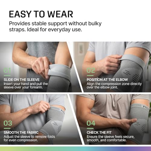 Modvel 2 Pack Elbow Brace - Golfer's Elbow Compression Sleeve Support for Joint Pain Relief, Recovery, Tendonitis Braces, Tennis Elbows Brace For Men & Women, Workout & Weightlifting Arm Wrap, Gray - color: Gray, size: Large